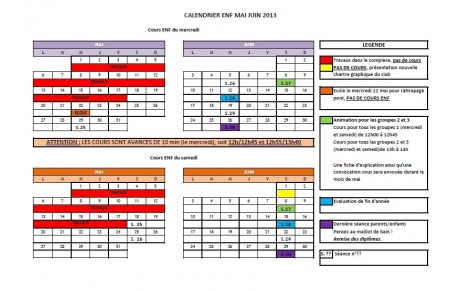 Calendrier ENF Mai-Juin 2013